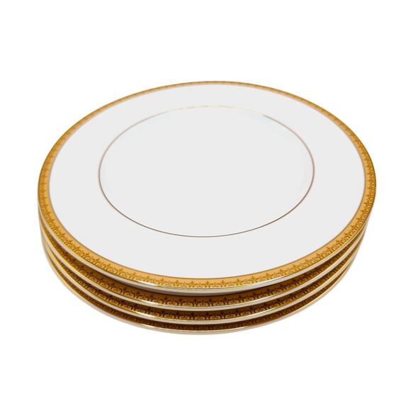 4X Charter Club Salad Plates Grand Buffet Set of 4 Gold 8.5 Inch White Porcelain - Picture 1 of 6